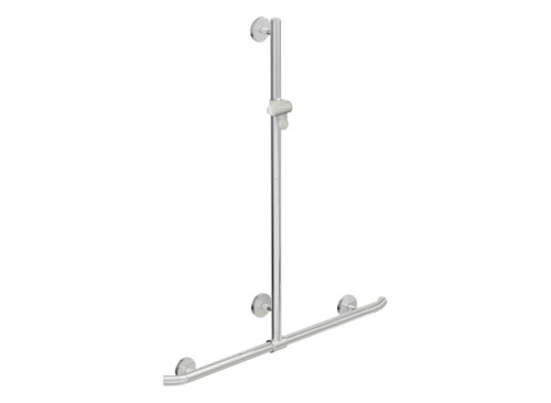 HEWI Shower Grab Rail with Vertical Support Bar and Shower Head Holder | WARM TOUCH